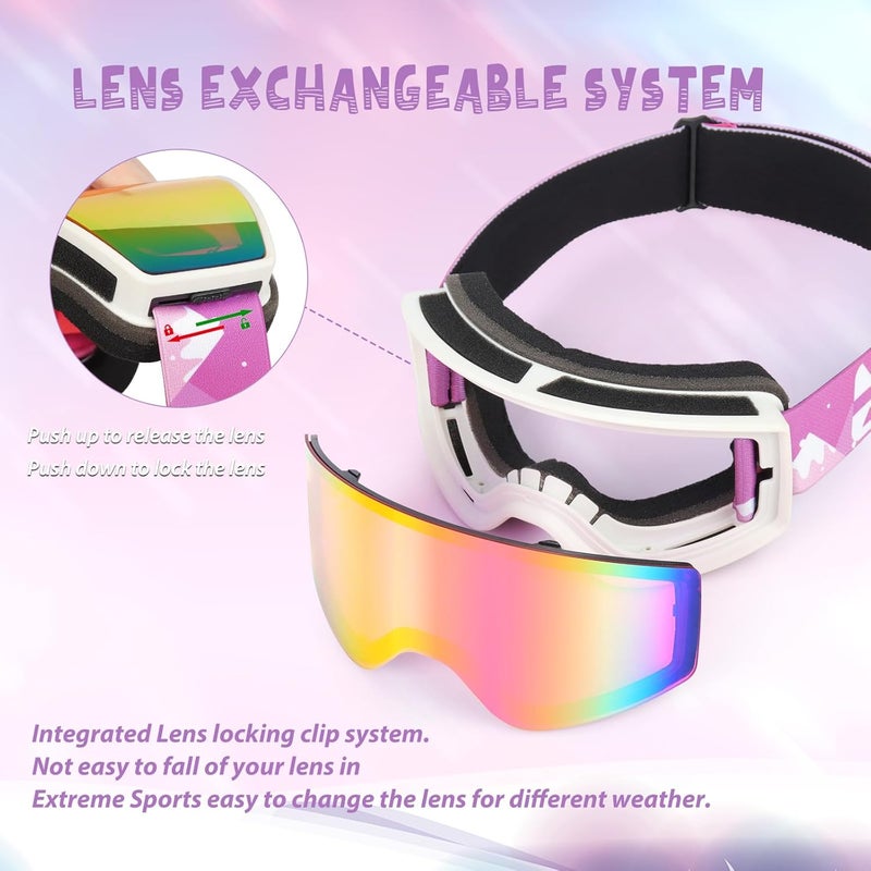 EXP VISION Ski/Snowboard Goggles Parent-child Snow Goggles Over Glasses for Men, Women Youth Kids - Image 4
